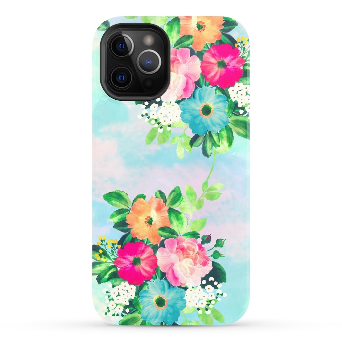 iPhone 12 Pro StrongFit Girly Vintage Roses Floral Watercolor Paint by InovArts