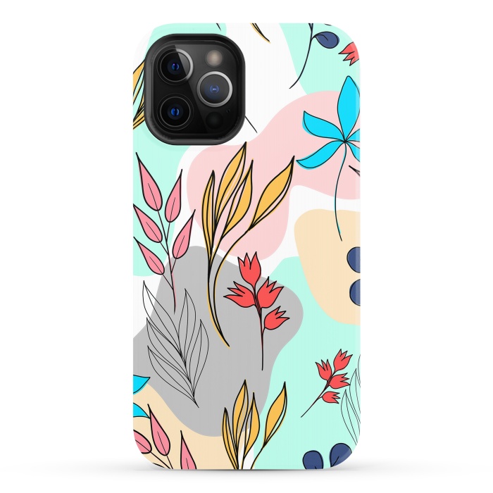 iPhone 12 Pro StrongFit Trendy colorful leaves hand drawn cute illustration by InovArts