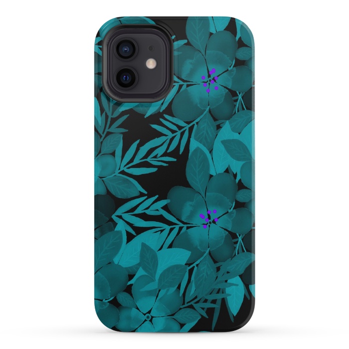 iPhone 12 mini StrongFit Blue watercolor flowers by Josie