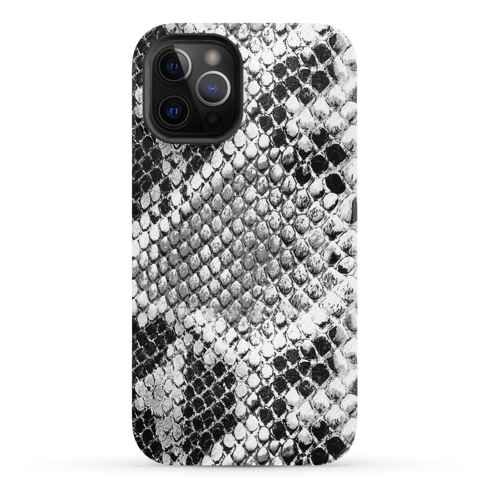 iPhone 12 Pro StrongFit Black and grey grungy snake skin pattern by Oana 