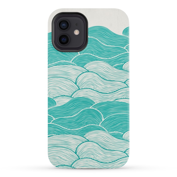 iPhone 12 mini StrongFit The Calm And Stormy Seas II by Pom Graphic Design