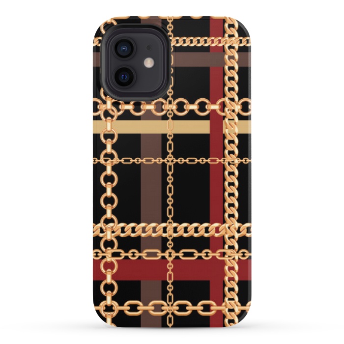 iPhone 12 StrongFit Golden chains red black by MALLIKA