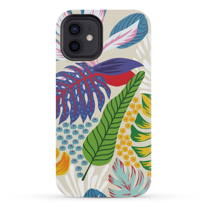 iPhone 12 mini StrongFit Abstract Color Tropical Leaves by ArtsCase