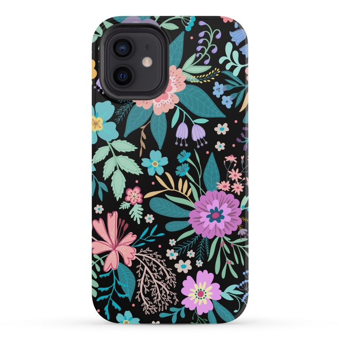 iPhone 12 mini StrongFit Amazing Floral Pattern With Bright Colorful Flowers by ArtsCase