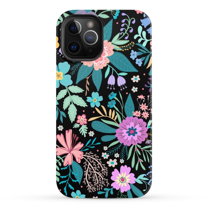 iPhone 12 Pro StrongFit Amazing Floral Pattern With Bright Colorful Flowers by ArtsCase