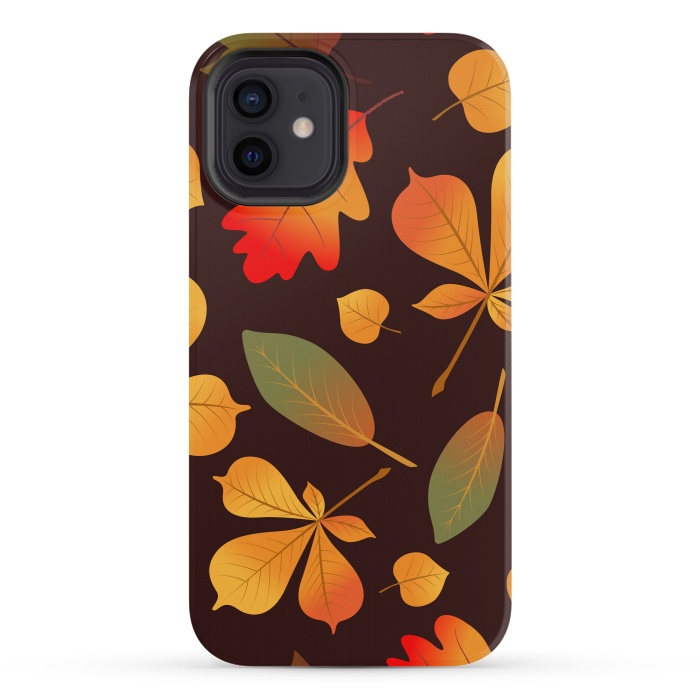iPhone 12 mini StrongFit Autumn Leaf Pattern Design by ArtsCase