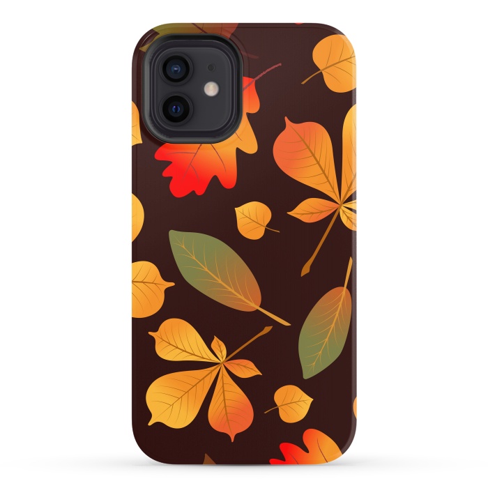 iPhone 12 StrongFit Autumn Leaf Pattern Design by ArtsCase