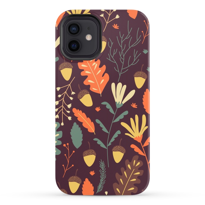 iPhone 12 StrongFit Autumn Pattern With Red and Orange Leaves by ArtsCase
