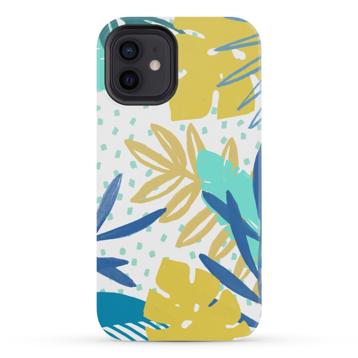 iPhone 12 mini StrongFit Playful colorful jungle leaves by Oana 
