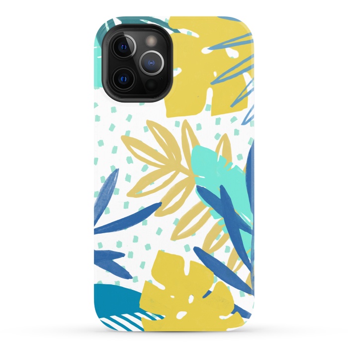iPhone 12 Pro StrongFit Playful colorful jungle leaves by Oana 