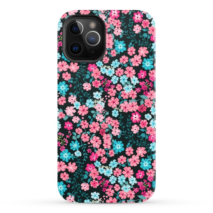 iPhone 12 Pro StrongFit Gorgeous Bright Pattern in Small Garden Flowers by ArtsCase