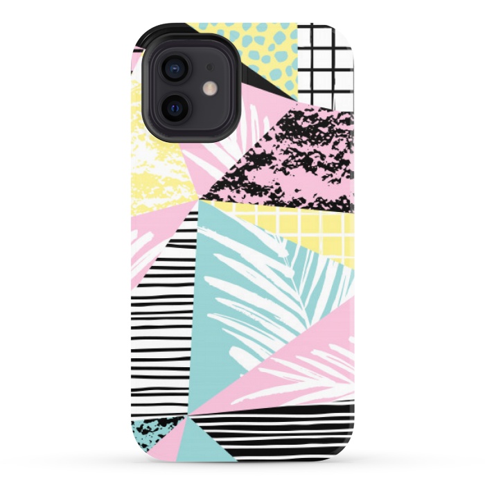 iPhone 12 StrongFit tropical abstract pink pattern by MALLIKA
