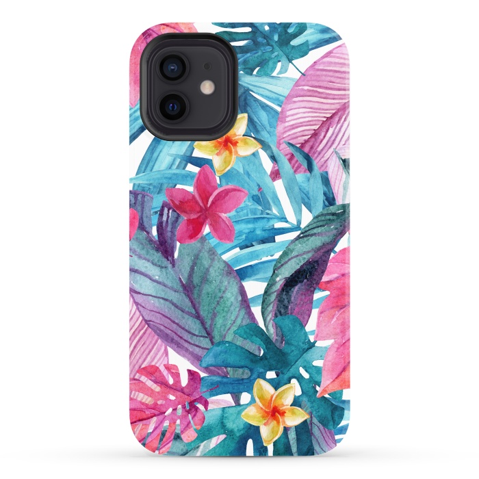 iPhone 12 StrongFit Exotic Leaves and Flower Background by ArtsCase