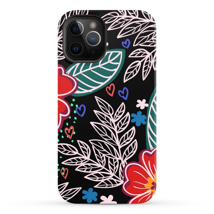 iPhone 12 Pro StrongFit Floral Pattern Design XIVI by ArtsCase