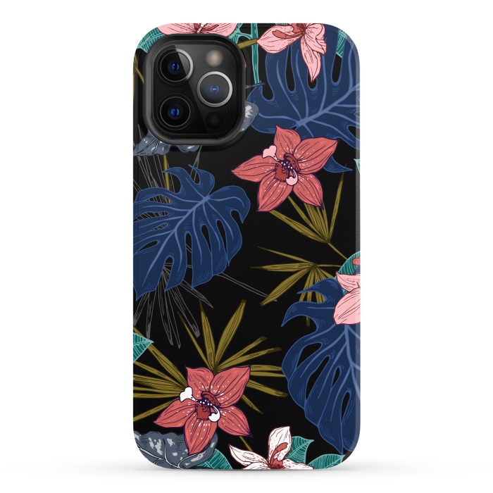 iPhone 12 Pro StrongFit Tropical Plants, Flowers and Leaves Seamless Pattern 12 by ArtsCase