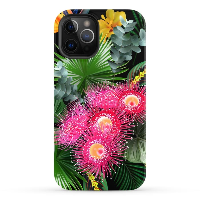 iPhone 12 Pro Max StrongFit Tropical Flowers and Leaves, Seamless Pattern by ArtsCase