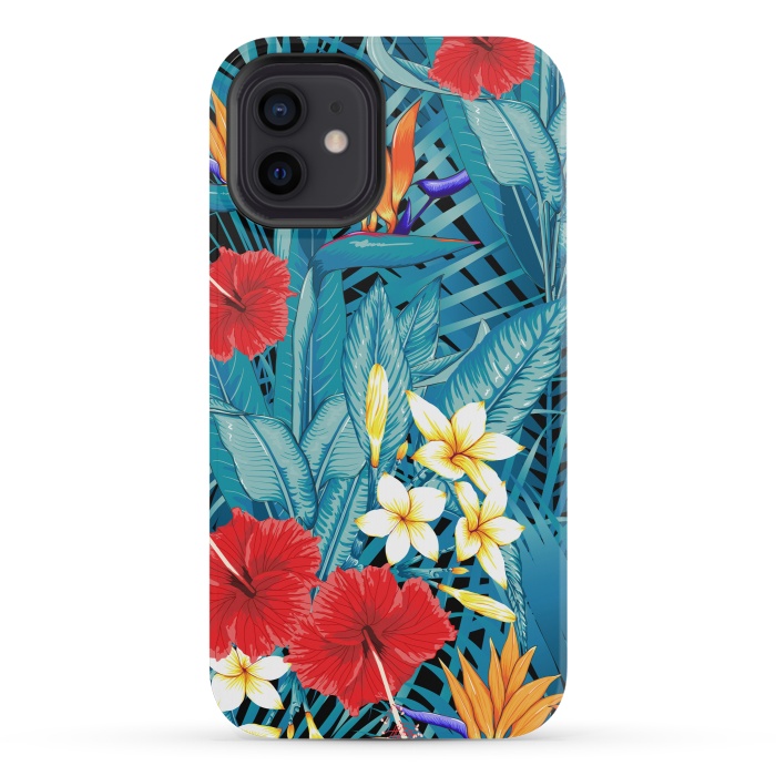 iPhone 12 mini StrongFit Tropical Flowers Hibiscus Frangipani Heliconias by ArtsCase