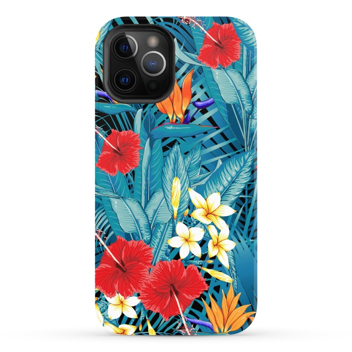 iPhone 12 Pro Max StrongFit Tropical Flowers Hibiscus Frangipani Heliconias by ArtsCase