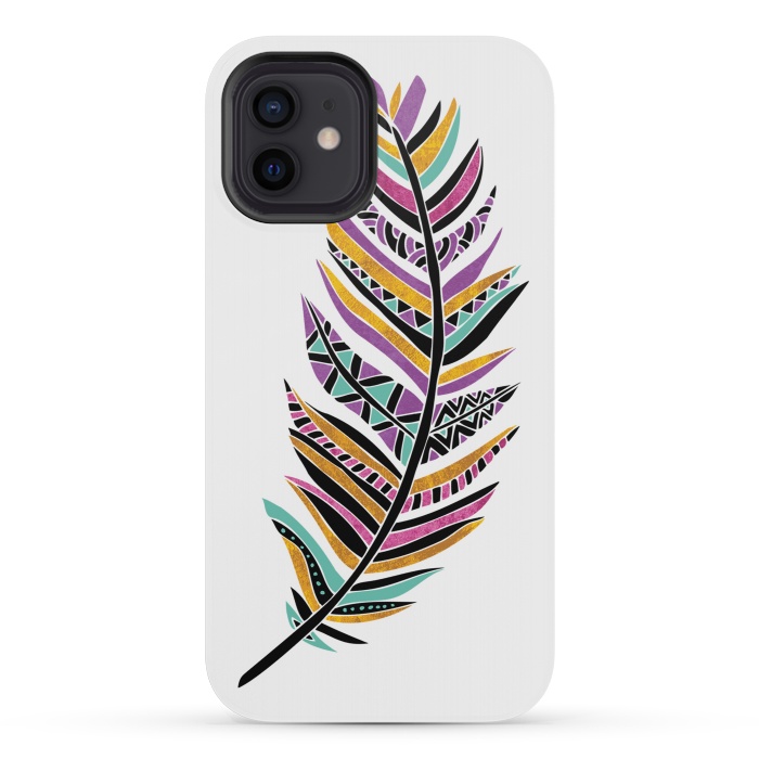 iPhone 12 mini StrongFit Dreamy Feathers by Pom Graphic Design