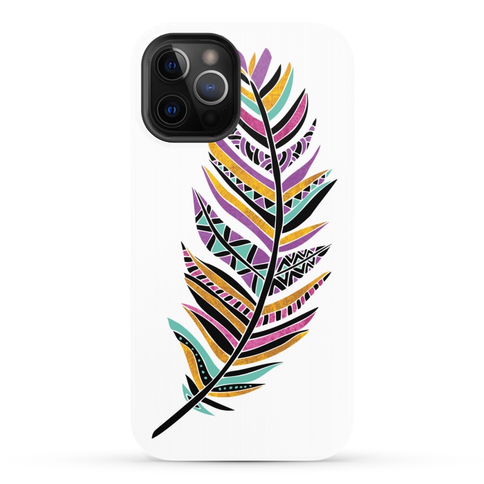iPhone 12 Pro StrongFit Dreamy Feathers by Pom Graphic Design