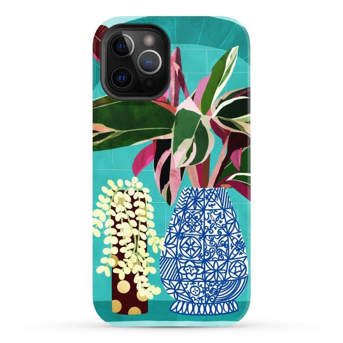 iPhone 12 Pro Max StrongFit Moroccan Shelfie | Tropical Teal Plants Botanical | Exotic Modern Bohemian Eclectic Décor  by Uma Prabhakar Gokhale