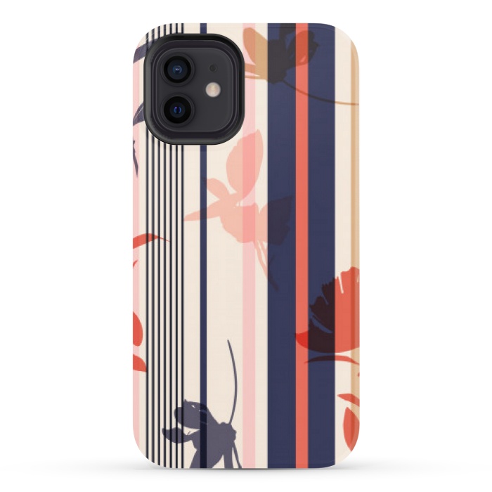 iPhone 12 StrongFit stripes leaf floral pattern by MALLIKA
