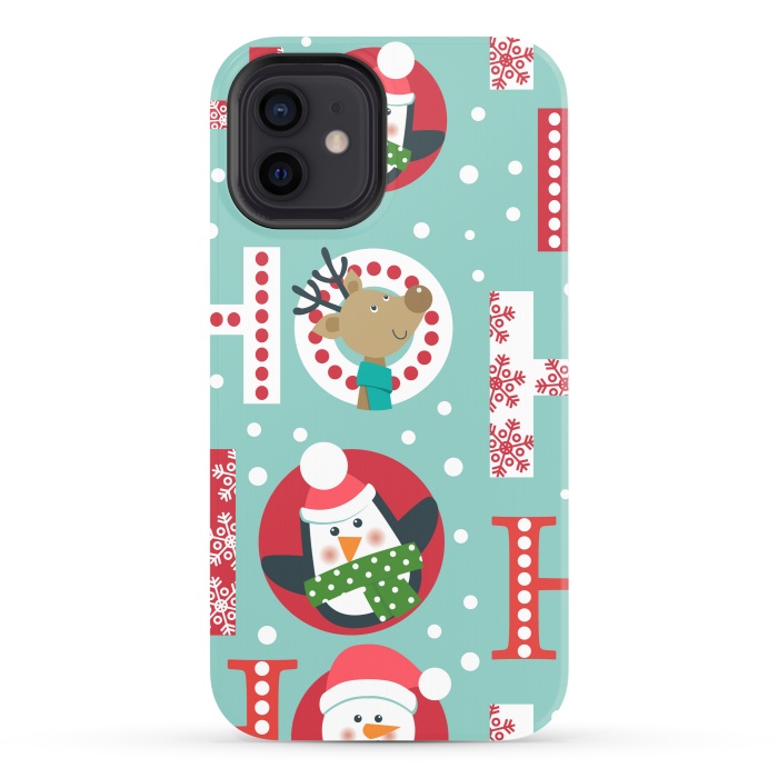 iPhone 12 StrongFit Christmas Pattern with Santa Deer Penguin and Snowman by ArtsCase
