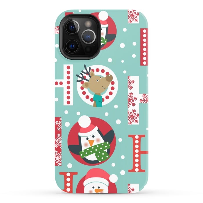 iPhone 12 Pro StrongFit Christmas Pattern with Santa Deer Penguin and Snowman by ArtsCase