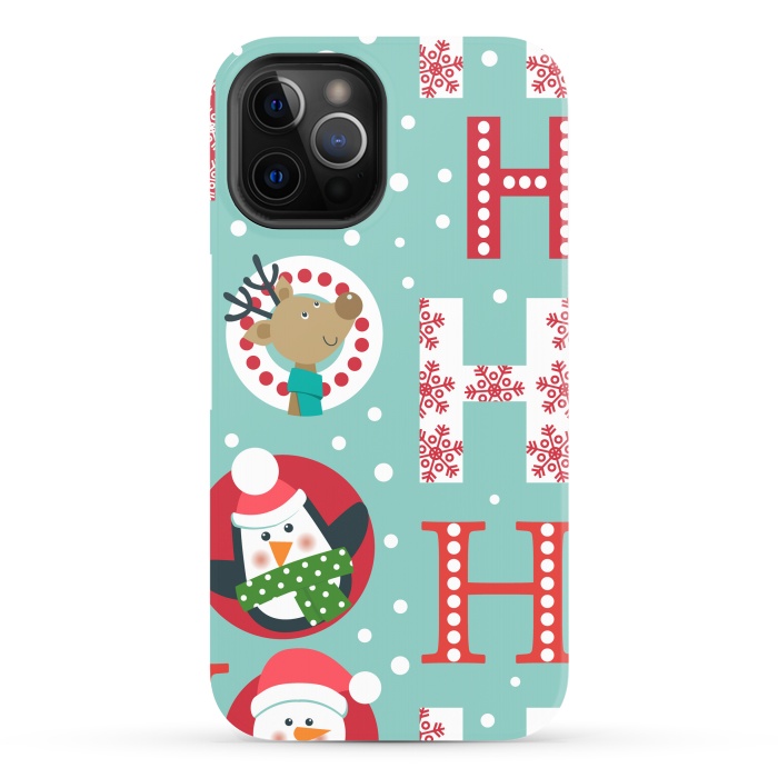 iPhone 12 Pro Max StrongFit Christmas Pattern with Santa Deer Penguin and Snowman by ArtsCase