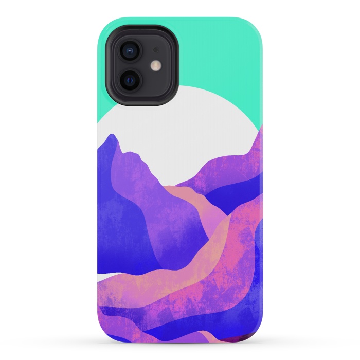iPhone 12 mini StrongFit Purple textured mountains by Steve Wade (Swade)