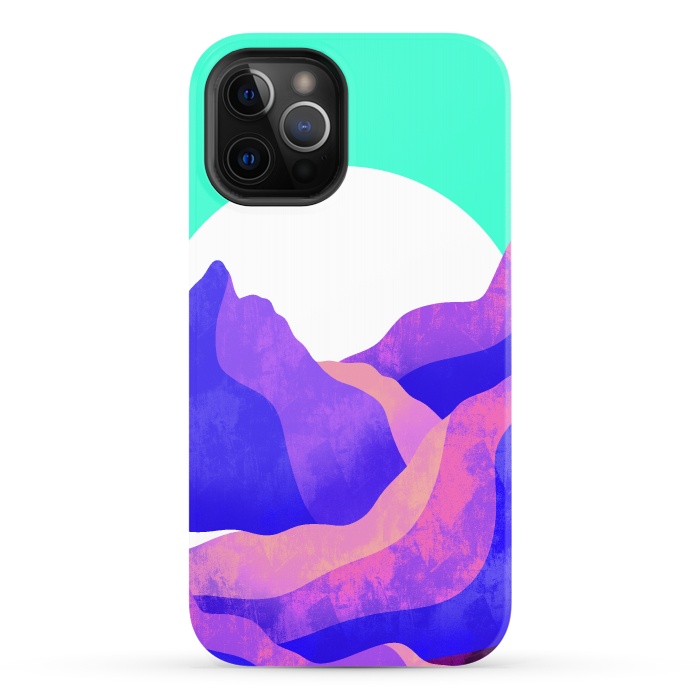 iPhone 12 Pro StrongFit Purple textured mountains by Steve Wade (Swade)
