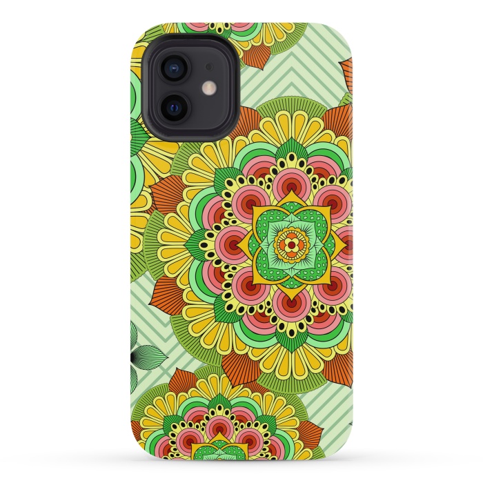 iPhone 12 mini StrongFit Mandala African Zen Floral Ethnic Art Textile by ArtsCase