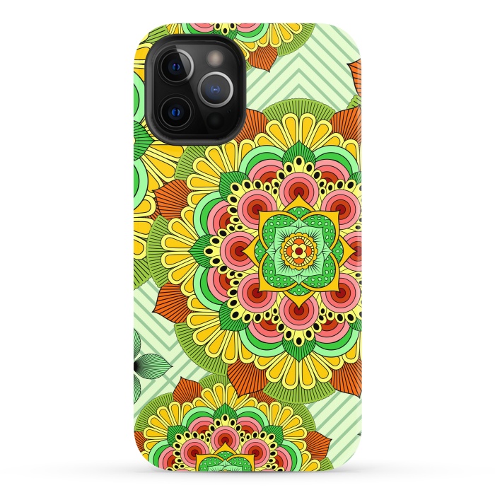 iPhone 12 Pro StrongFit Mandala African Zen Floral Ethnic Art Textile by ArtsCase