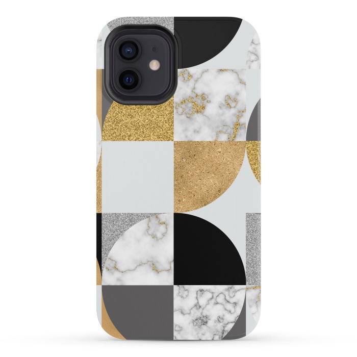 iPhone 12 mini StrongFit Marble Geometric Pattern Semicircles by ArtsCase