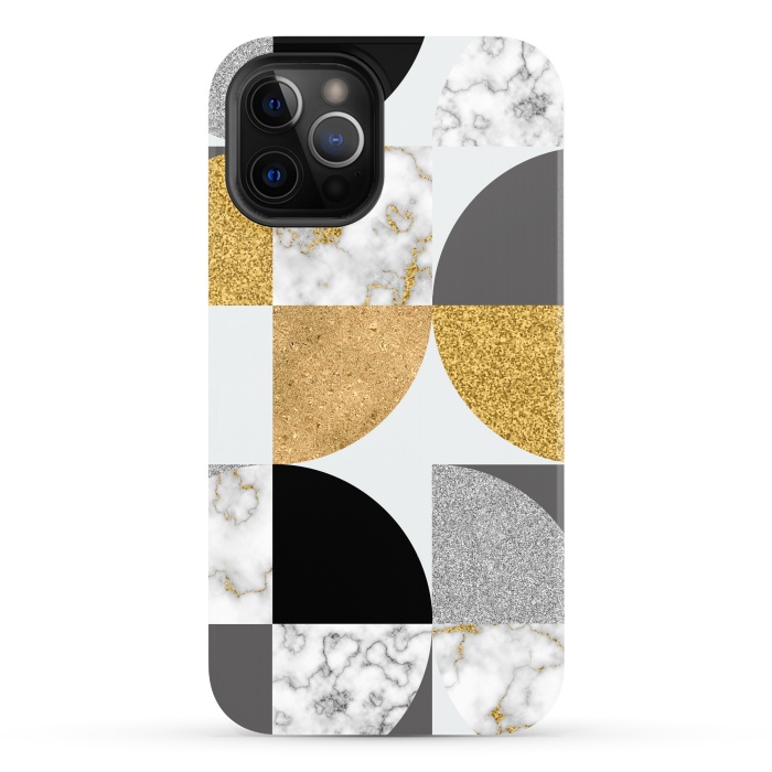 iPhone 12 Pro Max StrongFit Marble Geometric Pattern Semicircles by ArtsCase