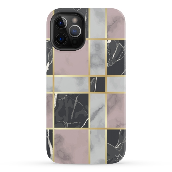 iPhone 12 Pro Max StrongFit Marble Repeat Marbling Surface with Gold by ArtsCase