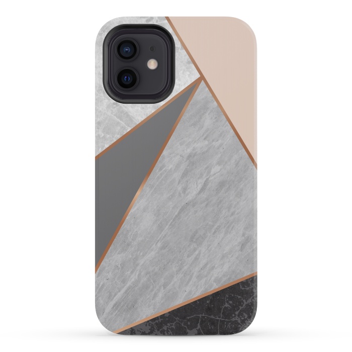 iPhone 12 mini StrongFit Modern Geometric Minimalist with Marble Texture by ArtsCase
