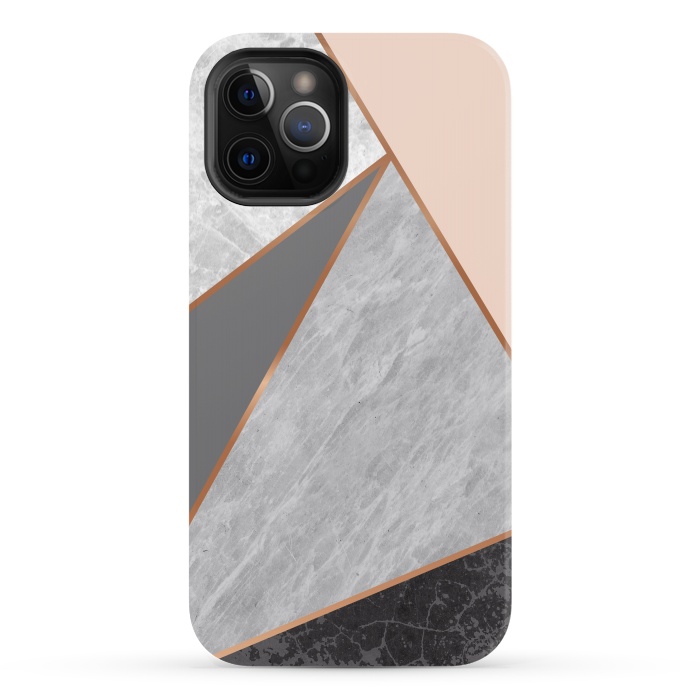 iPhone 12 Pro Max StrongFit Modern Geometric Minimalist with Marble Texture by ArtsCase