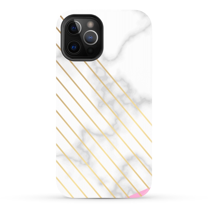 iPhone 12 Pro Max StrongFit Modern Marble Design Pink and Gray by ArtsCase