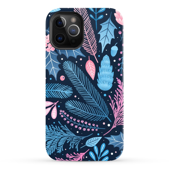 iPhone 12 Pro Max StrongFit Seamless Christmas Pattern with Winter Plants. by ArtsCase