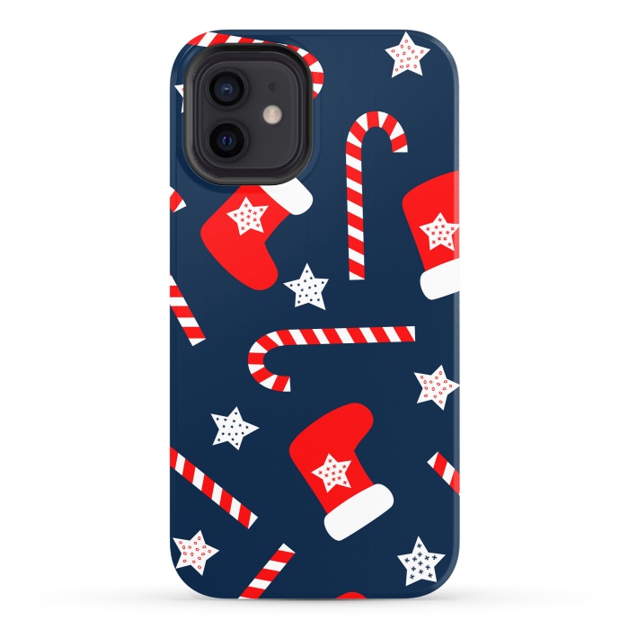 iPhone 12 StrongFit Seamless Christmas Pattern with Xmas Socks by ArtsCase
