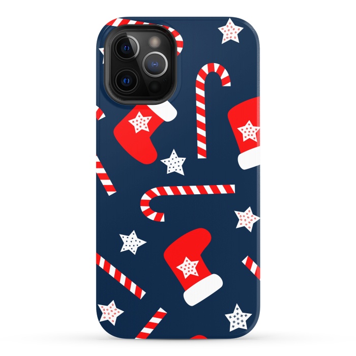iPhone 12 Pro StrongFit Seamless Christmas Pattern with Xmas Socks by ArtsCase