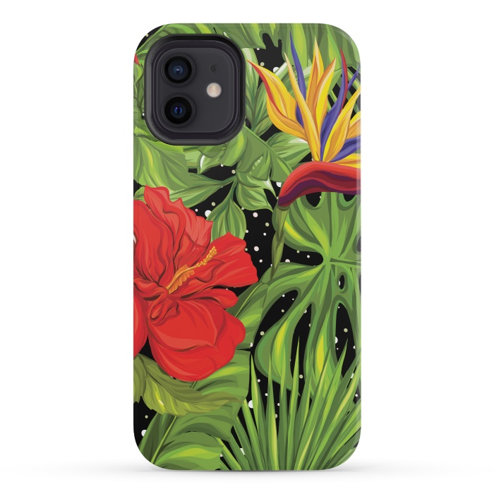 iPhone 12 mini StrongFit Seamless Pattern Background with Tropical Plants Monstera by ArtsCase