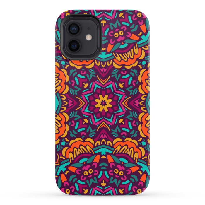 iPhone 12 StrongFit Tiled Floral Doodle Design by ArtsCase