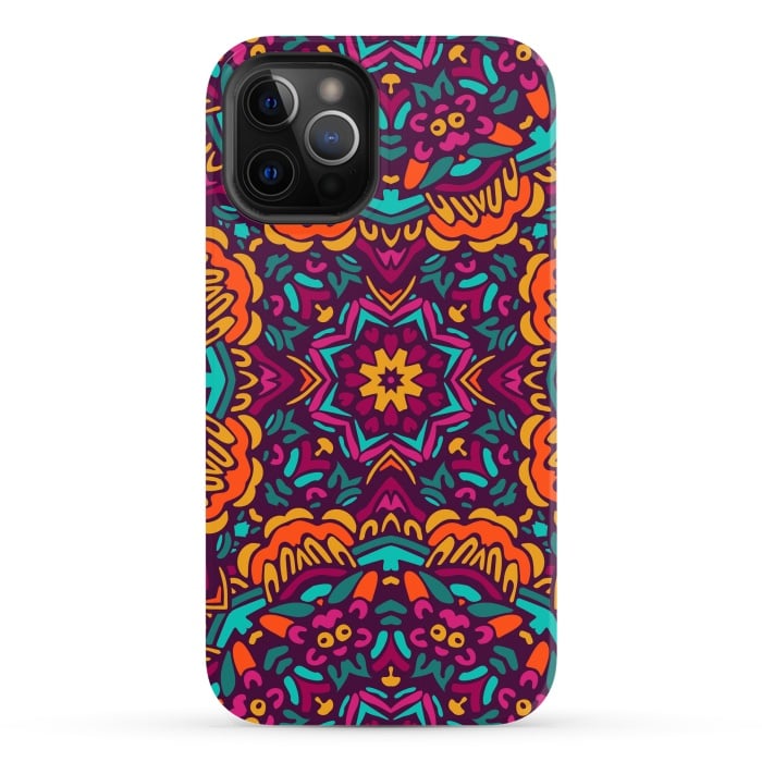 iPhone 12 Pro Max StrongFit Tiled Floral Doodle Design by ArtsCase