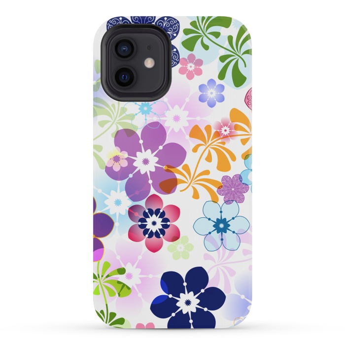 iPhone 12 mini StrongFit Spring Colorful Seamless Floral Pattern with Transparent Flowers I by ArtsCase