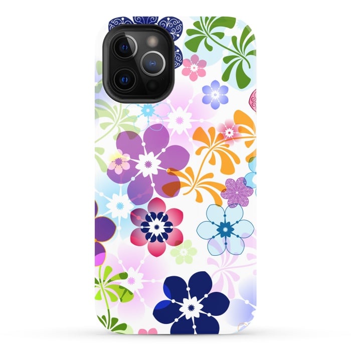 iPhone 12 Pro StrongFit Spring Colorful Seamless Floral Pattern with Transparent Flowers I by ArtsCase