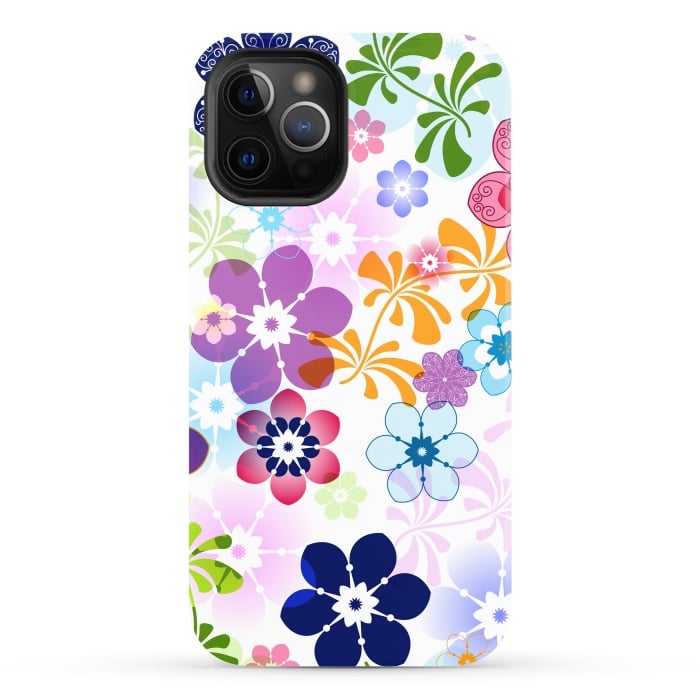 iPhone 12 Pro Max StrongFit Spring Colorful Seamless Floral Pattern with Transparent Flowers I by ArtsCase