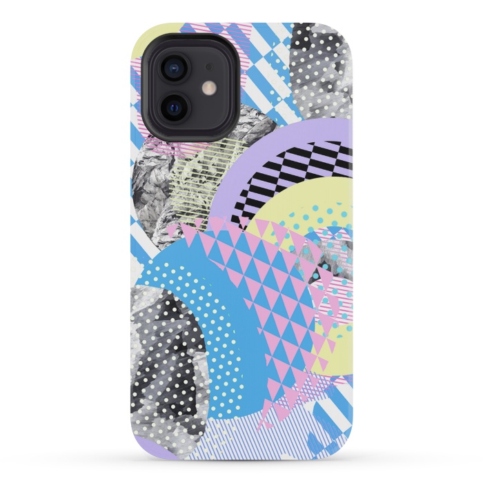 iPhone 12 mini StrongFit Multicoloured playful pop-art collage by Oana 