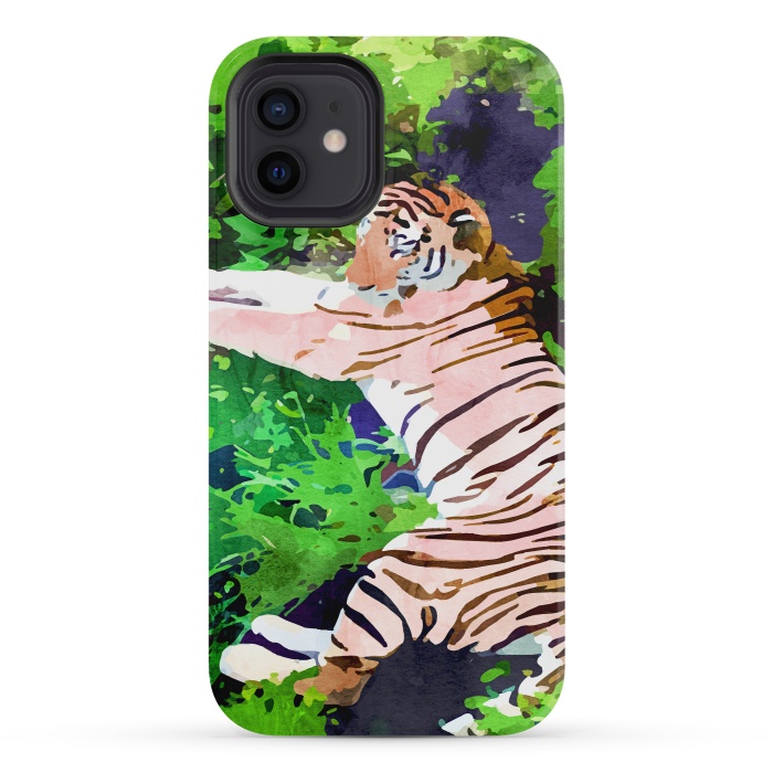 iPhone 12 mini StrongFit Blush Tiger by Uma Prabhakar Gokhale